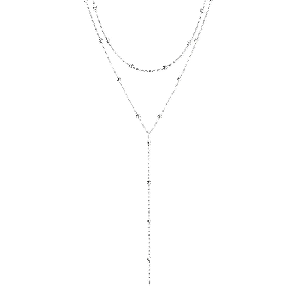 Double Laryer Long Chain Drop Pendant Choker Necklaces |Gold