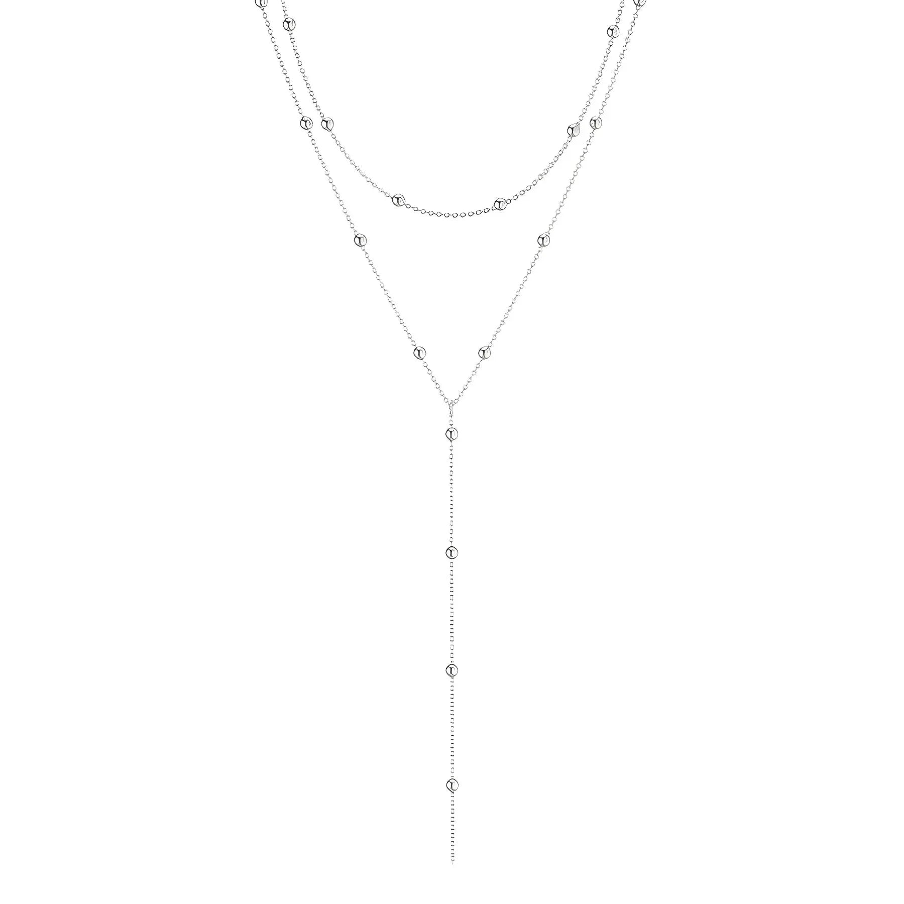 Double Laryer Long Chain Drop Pendant Choker Necklaces |Gold