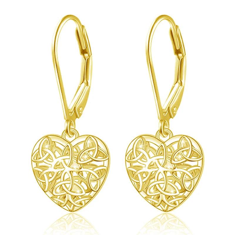 Hollow-out Heart Earrings |18K Gold