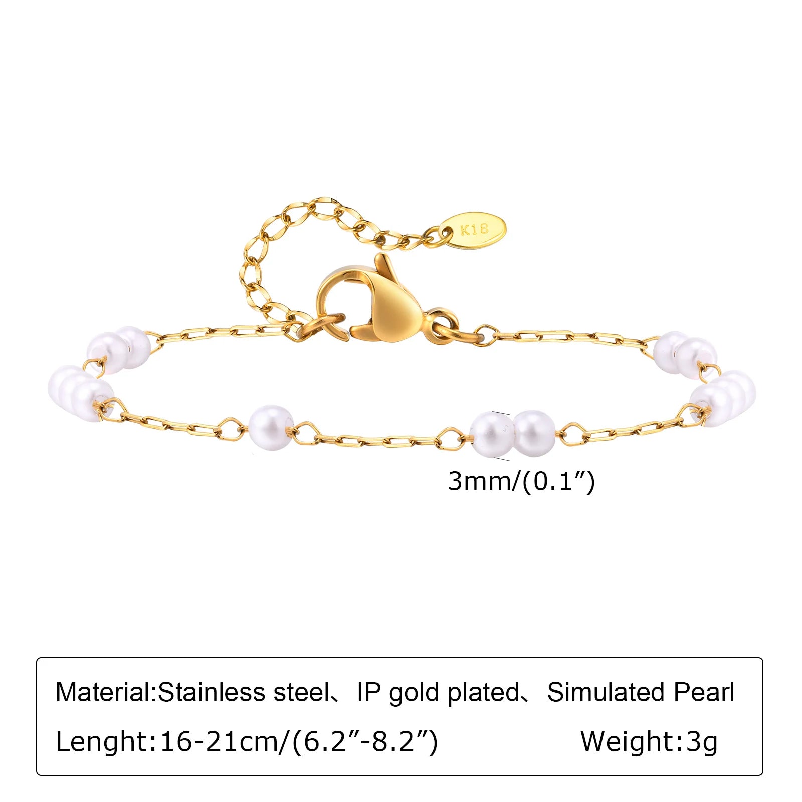 6mm Paperclip Adjustable Bracelet |18k Gold