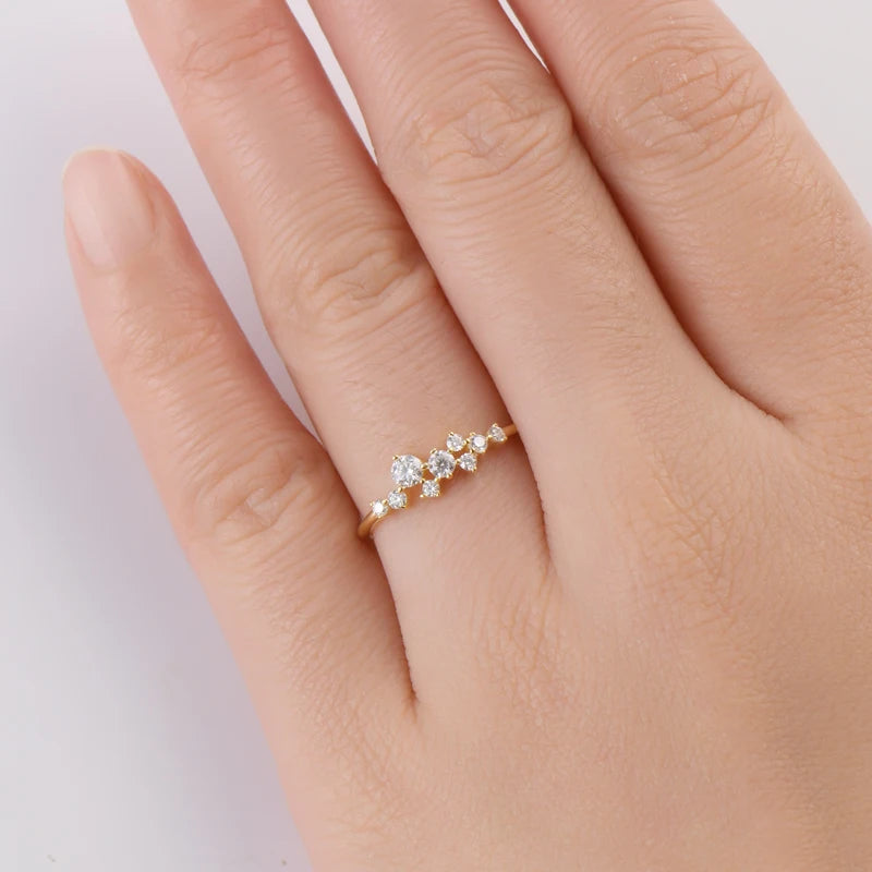 Round Moissanite Diamond Rings for Women |Gold