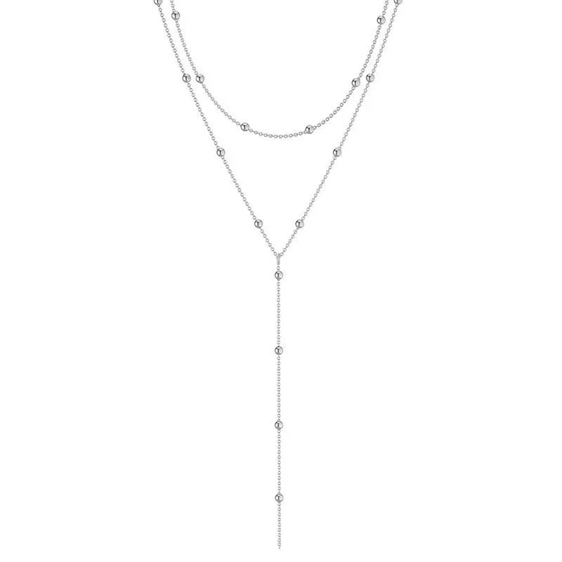 Double Laryer Long Chain Drop Pendant Choker Necklaces |Gold