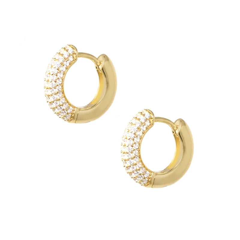 Huggie Zircon Ear Hoop Earring |18K Gold