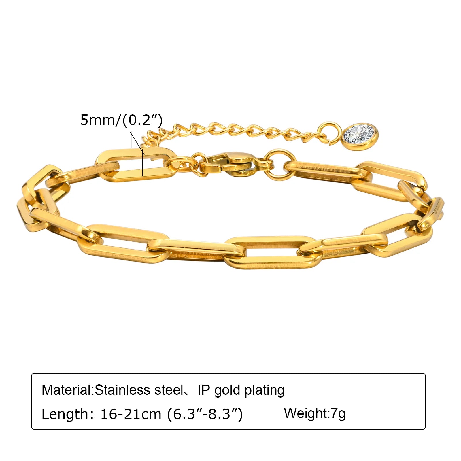 6mm Paperclip Adjustable Bracelet |18k Gold