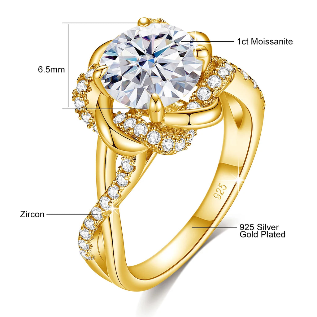 3ct Moissanite Wedding  Ring for Woman |Gold