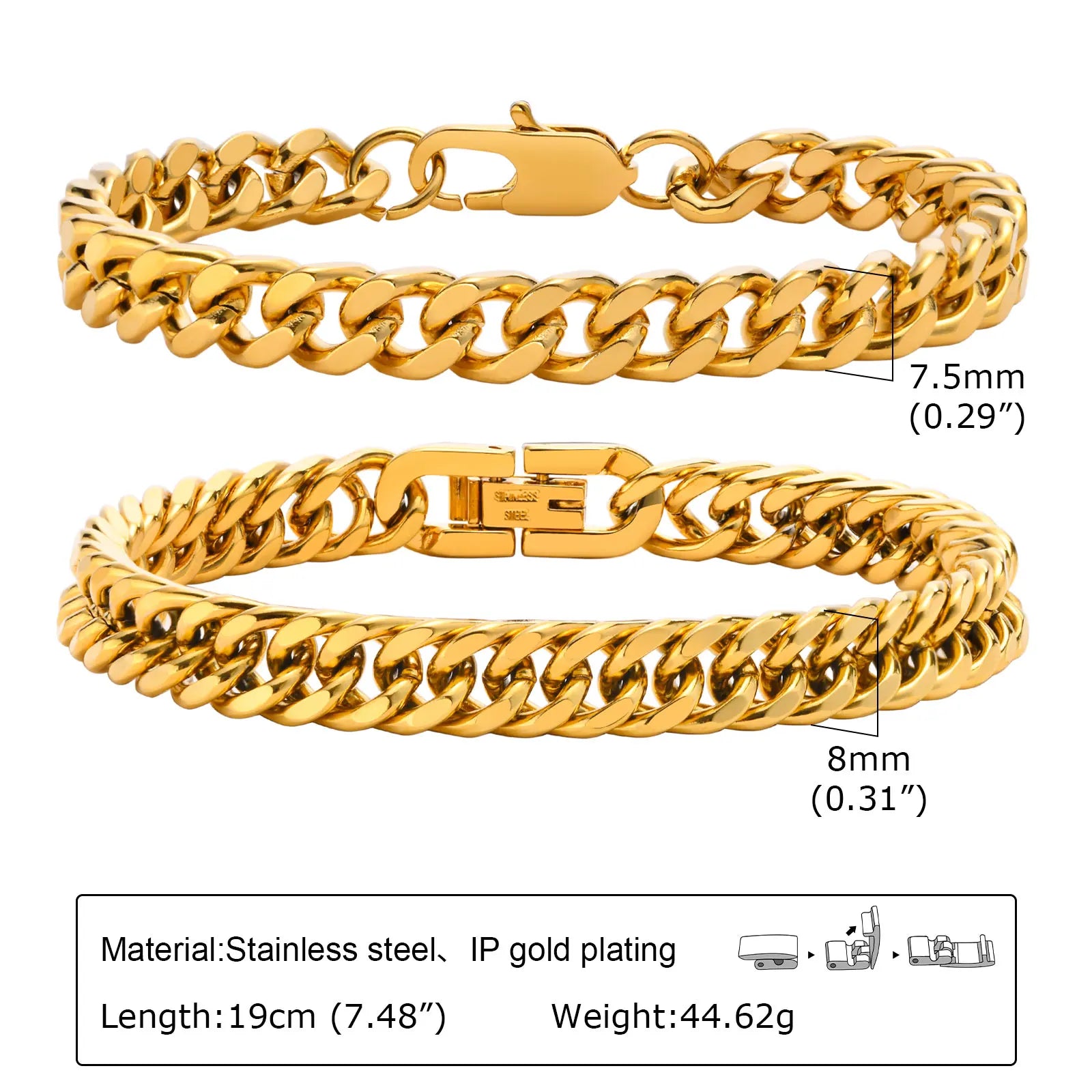 6mm Paperclip Adjustable Bracelet |18k Gold