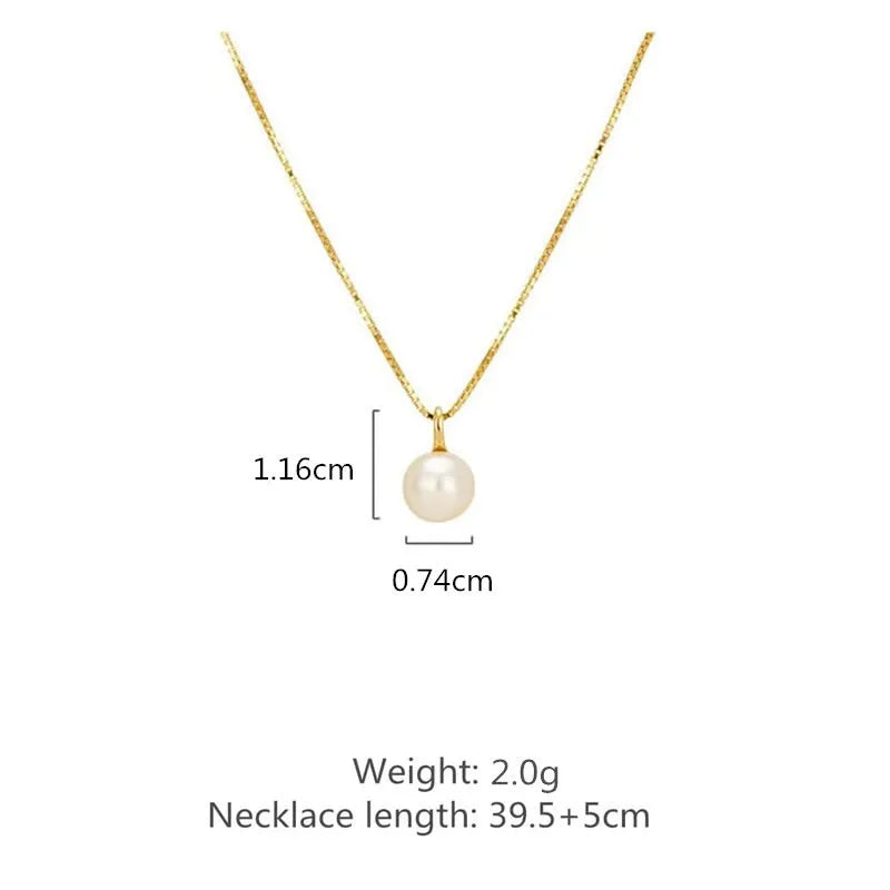 Light Luxury Pearl Pendant Necklace Clavicle Chain |18k Gold