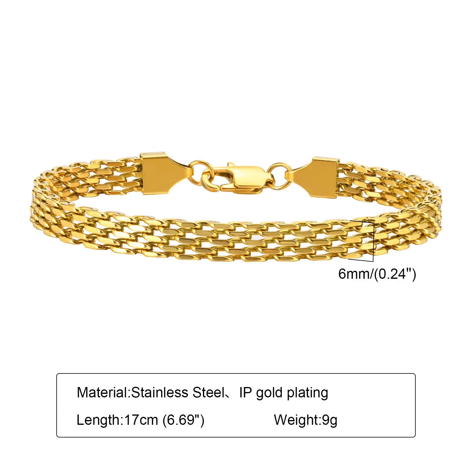 6mm Paperclip Adjustable Bracelet |18k Gold
