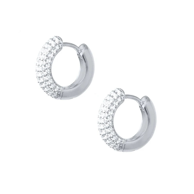 Huggie Zircon Ear Hoop Earring |18K Gold