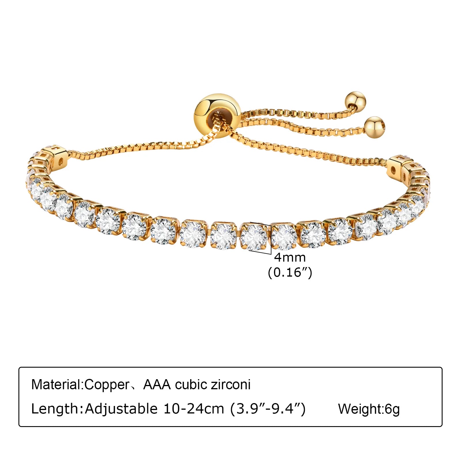 6mm Paperclip Adjustable Bracelet |18k Gold
