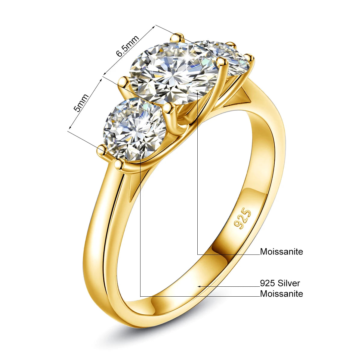 2ct Moissanite Rings for Women Eternity Engagement |18K Gold
