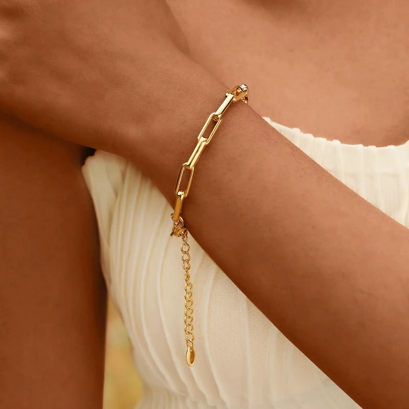 6mm Paperclip Adjustable Bracelet |18k Gold